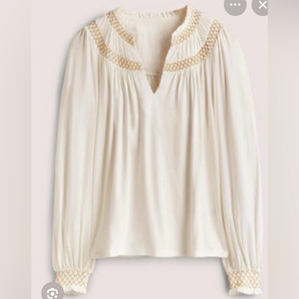 Boden smocked yoke metallic top size 10 new with tags. T1069